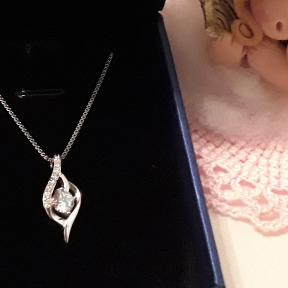 NEW STERLING 925 ITALY CZ PENDANT & CHAIN, 17" - Picture 8 of 8